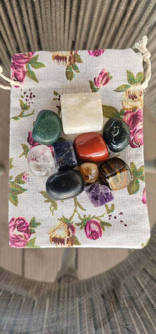🔮 Navratri 9 Crystal Tumbles Set (+ Bonus Stone)