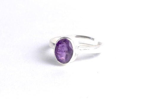 Silver Ring Adjustable - Amethyst - Stepup9