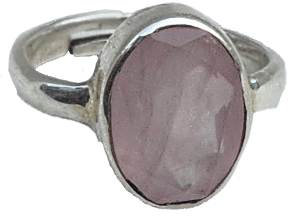 Silver Ring Adjustable - Rose Quartz - Stepup9