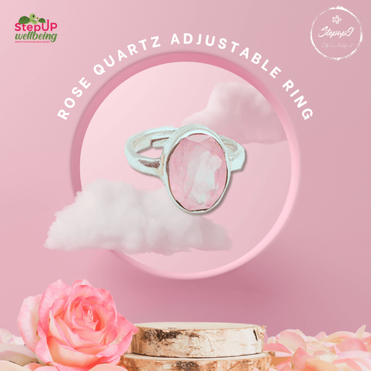 Silver Ring Adjustable - Rose Quartz - Stepup9