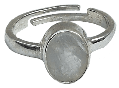 Silver Ring Adjustable - White Rainbow Moonstone - Stepup9